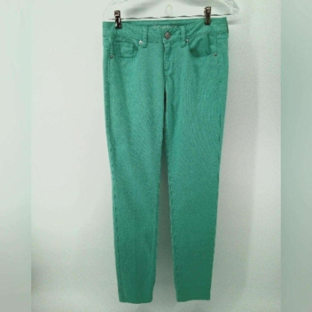 American Eagle Mint Green Skinny Cotton Spandex Jeans 2012 Collection 2 Stretch
